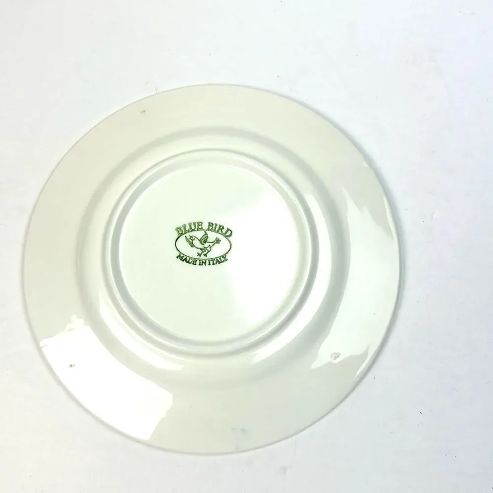 Blue Bird Ceramic Salad Plate Blue & White With Strawberries 7 ¾